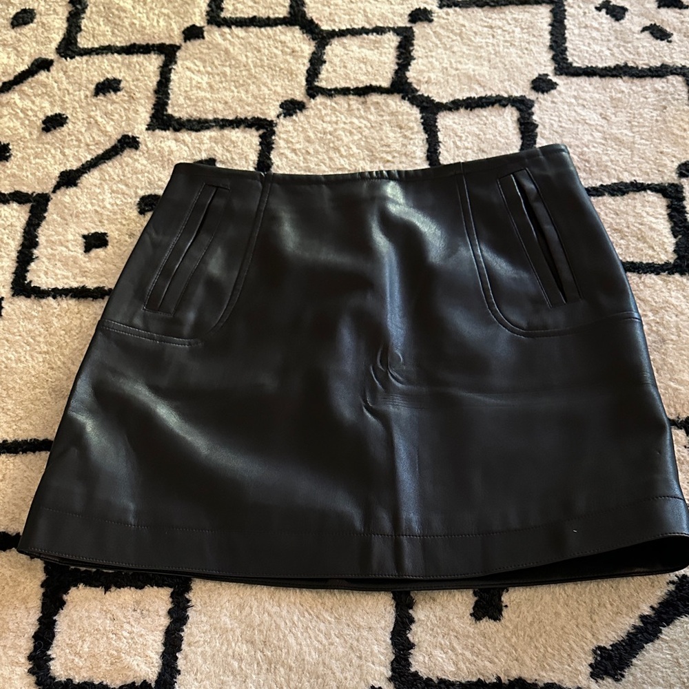 H&M Black Faux Leather Mini Skirt